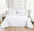 White Cal King Size Micromink Velvet Quilt Set M396319