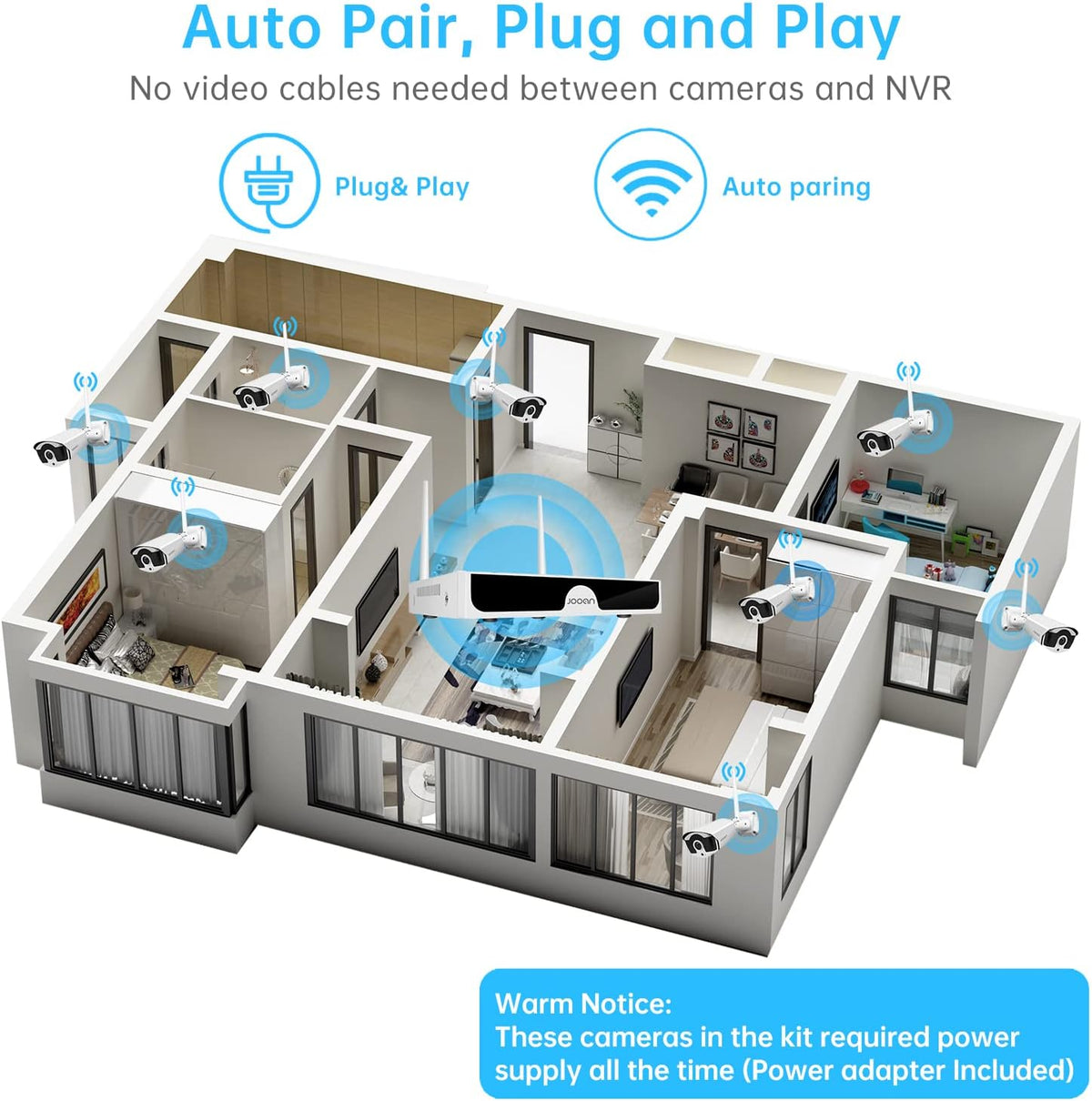3MP Wireless 8-Channel NVR Security Camera System with 1TB Hard Drive J809