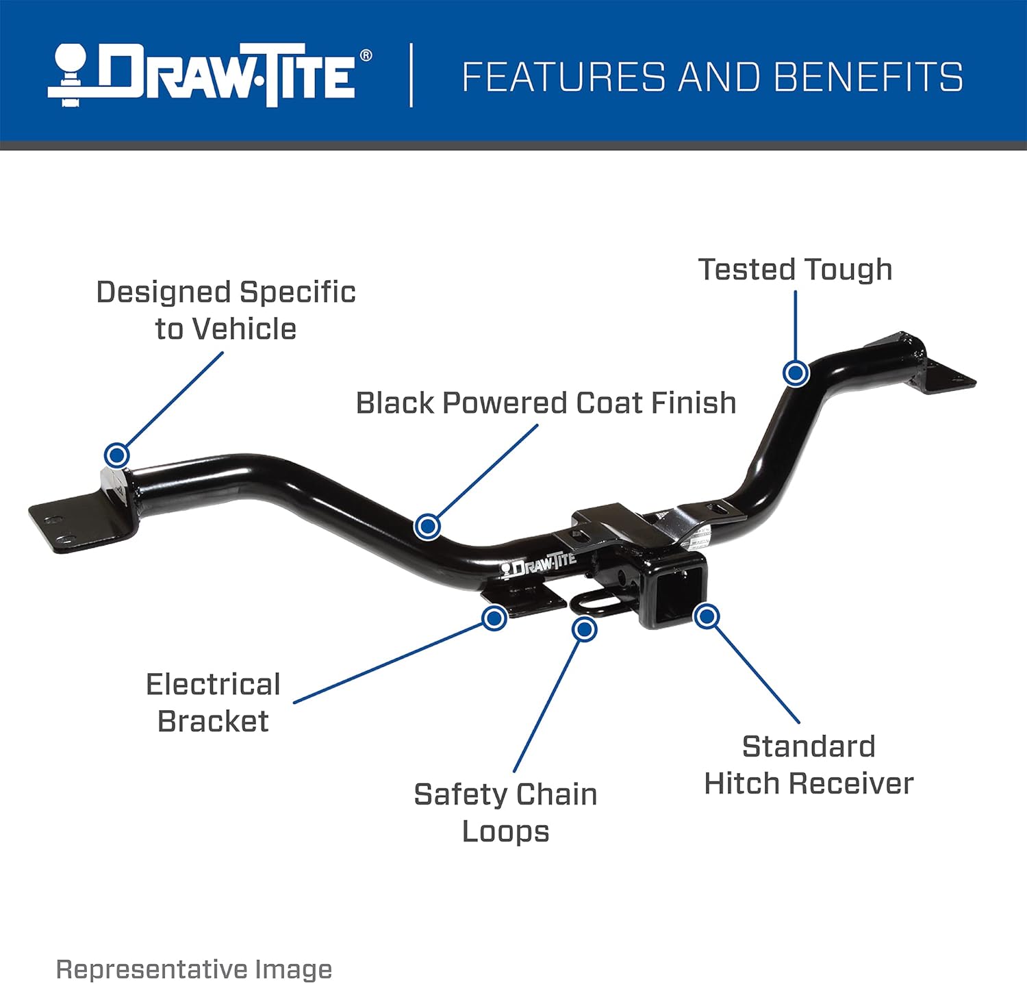 Class III Trailer Hitch, 2 in. Receiver, Black B803579