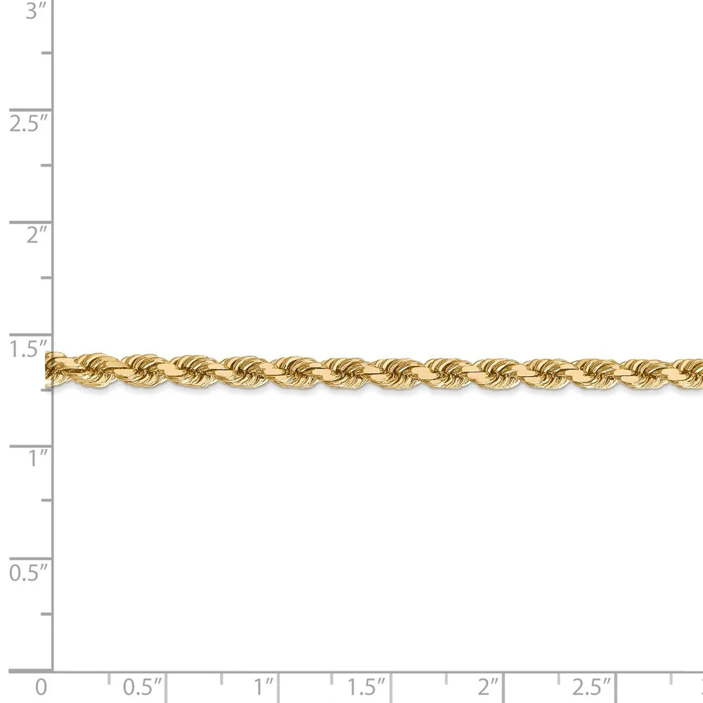 14kt Yellow Gold 4mm Diamond Cut Rope Chain with Lobster Clasp; 30 inch I438509