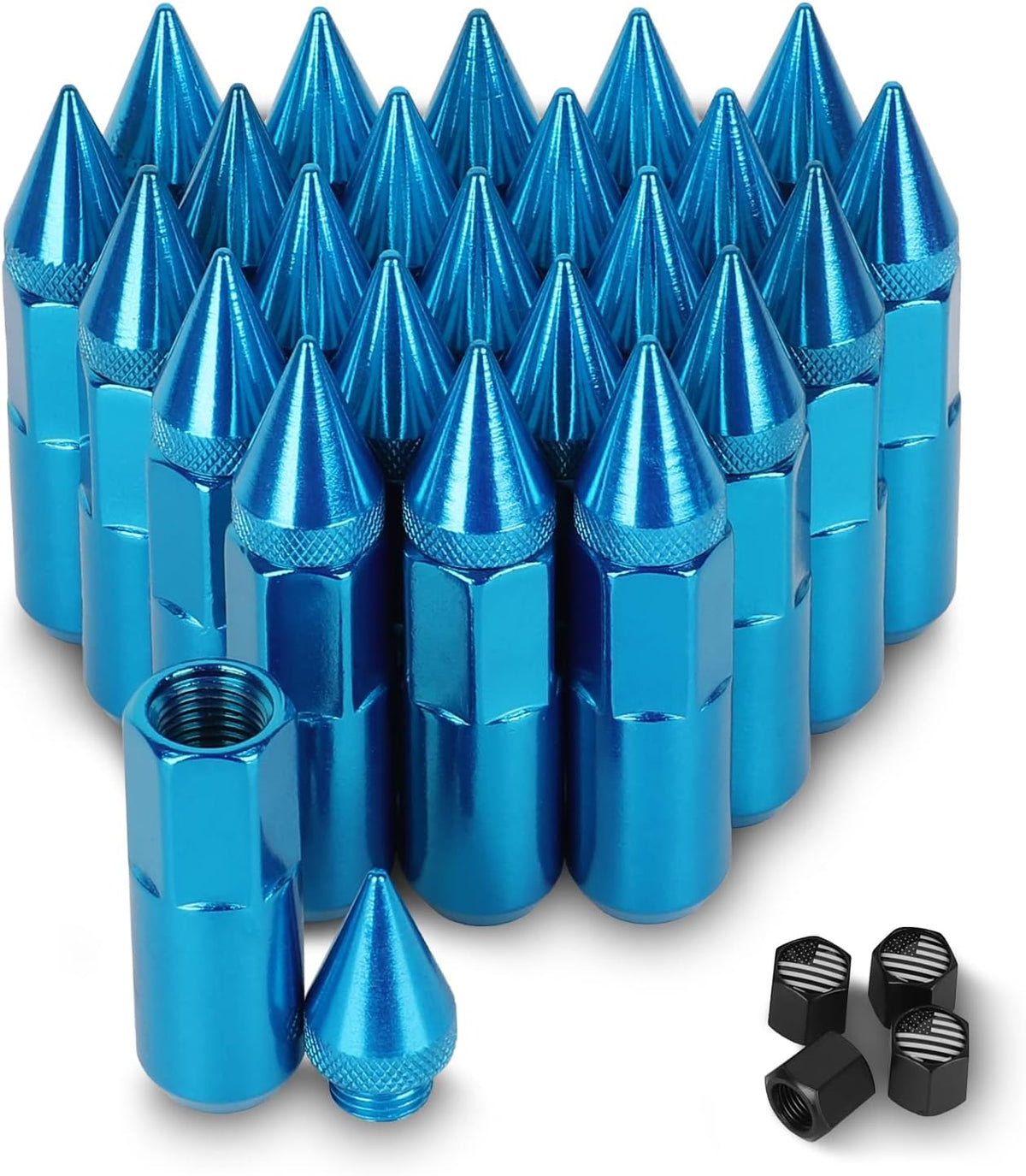 24 PCS Steel Spiked Lug Nuts (Neo Chrome) E3248
