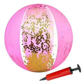 Pink Glitter Inflatable Beach Ball Set with Pump I413731