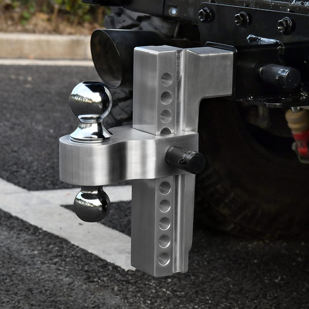 Adjustable Trailer Hitch Ball Mount, 2.5-Inch Receiver, 10-Inch Drop, Forged Aluminum Shank, 2-Inch and 2-5/16-Inch Combo Stainless Steel Tow Balls C151