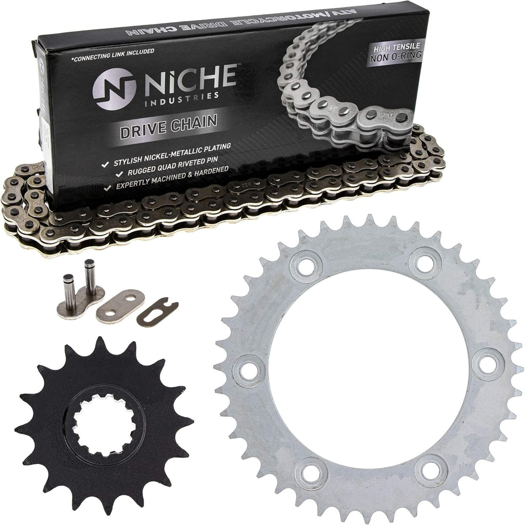 Drive Sprocket Chain Combo Front 16 Rear 40 Tooth 520NZ Standard 114 Links Pack of 2 G791599