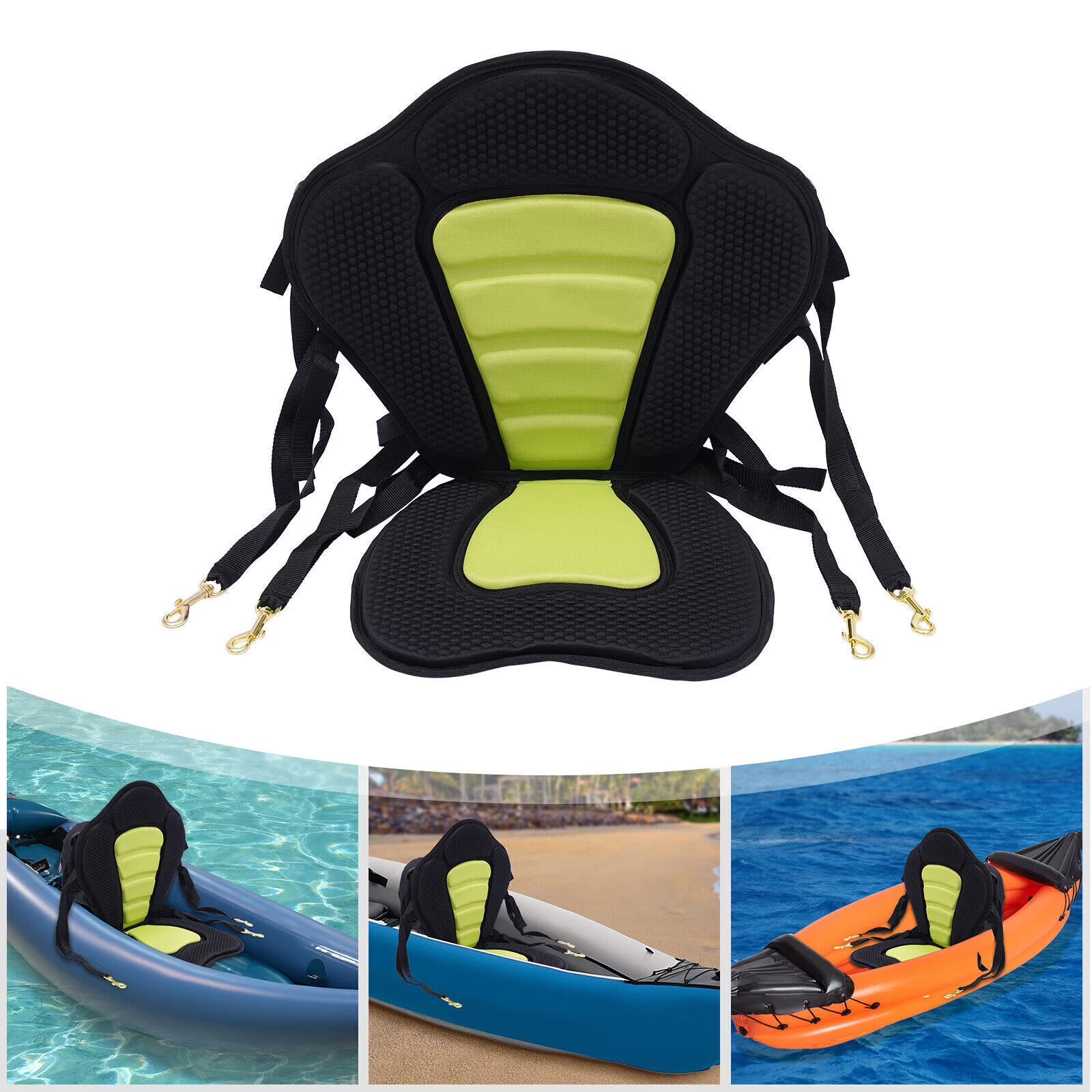 Padded Kayak Seat with Detachable Backrest and Storage Bag A56196