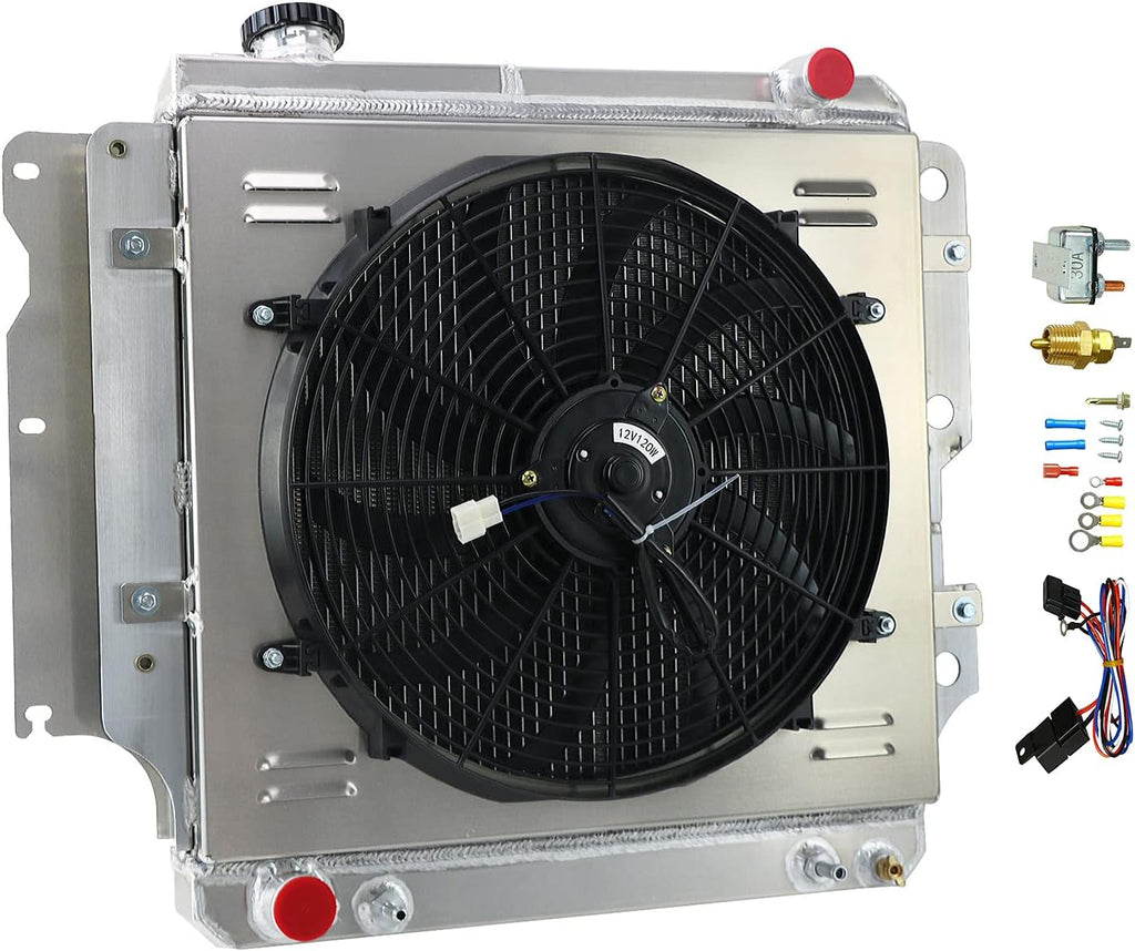 All Aluminum 3 Row Radiator with Shroud Fan Relay Kit N41478