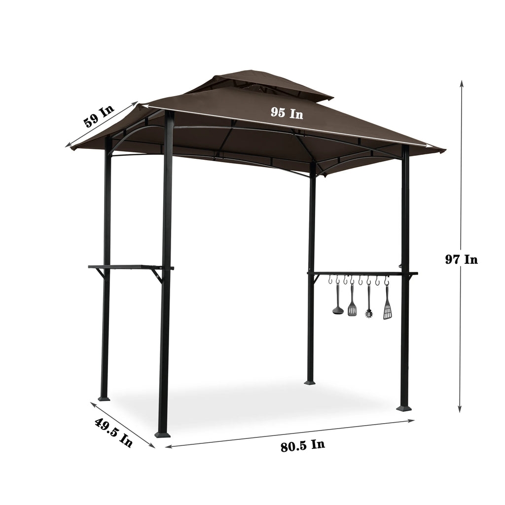Brown Steel Frame Grill Gazebo with Canopy A297634