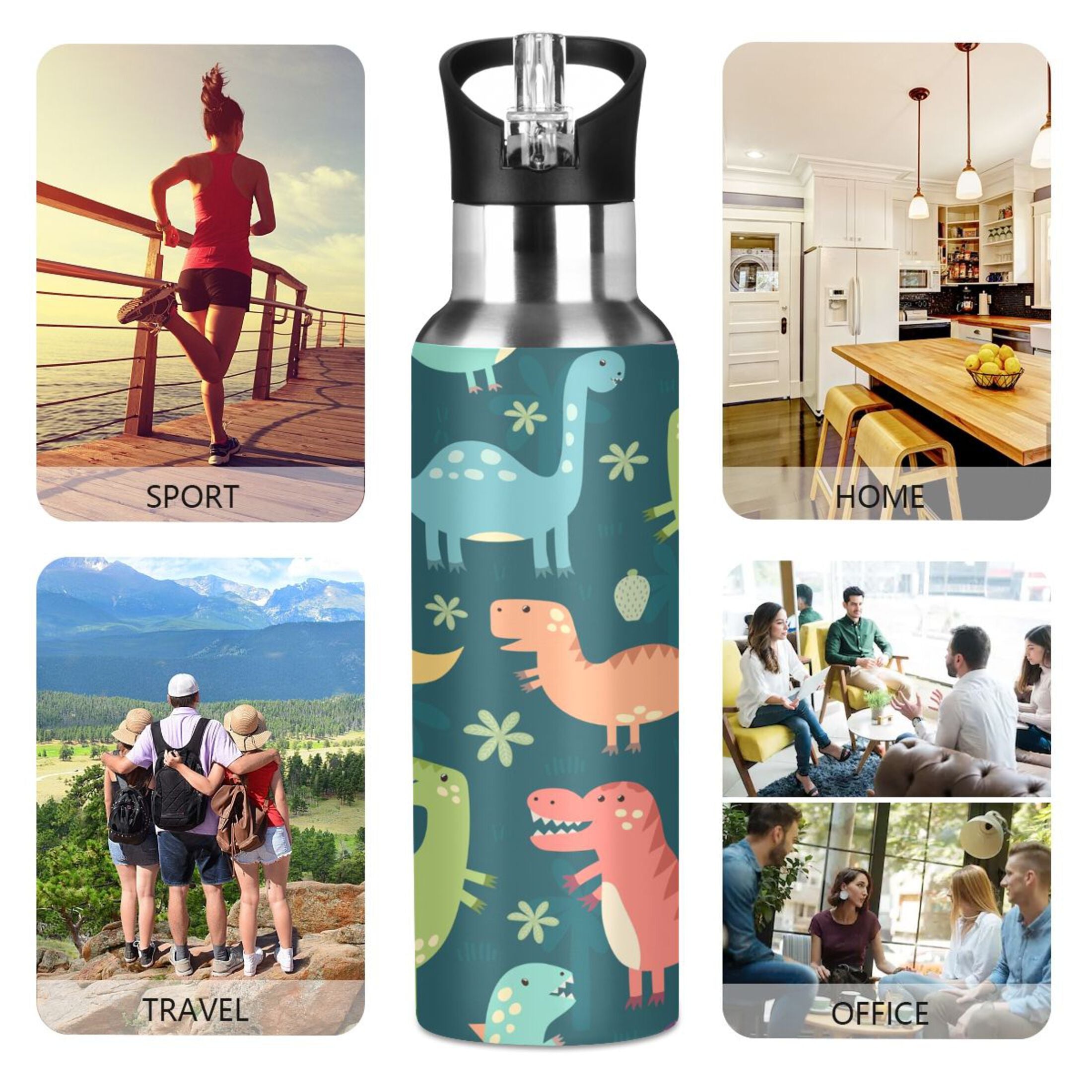 20 OZ Stainless Steel Vacuum Insulated Water Bottle with Straw Lid G419673