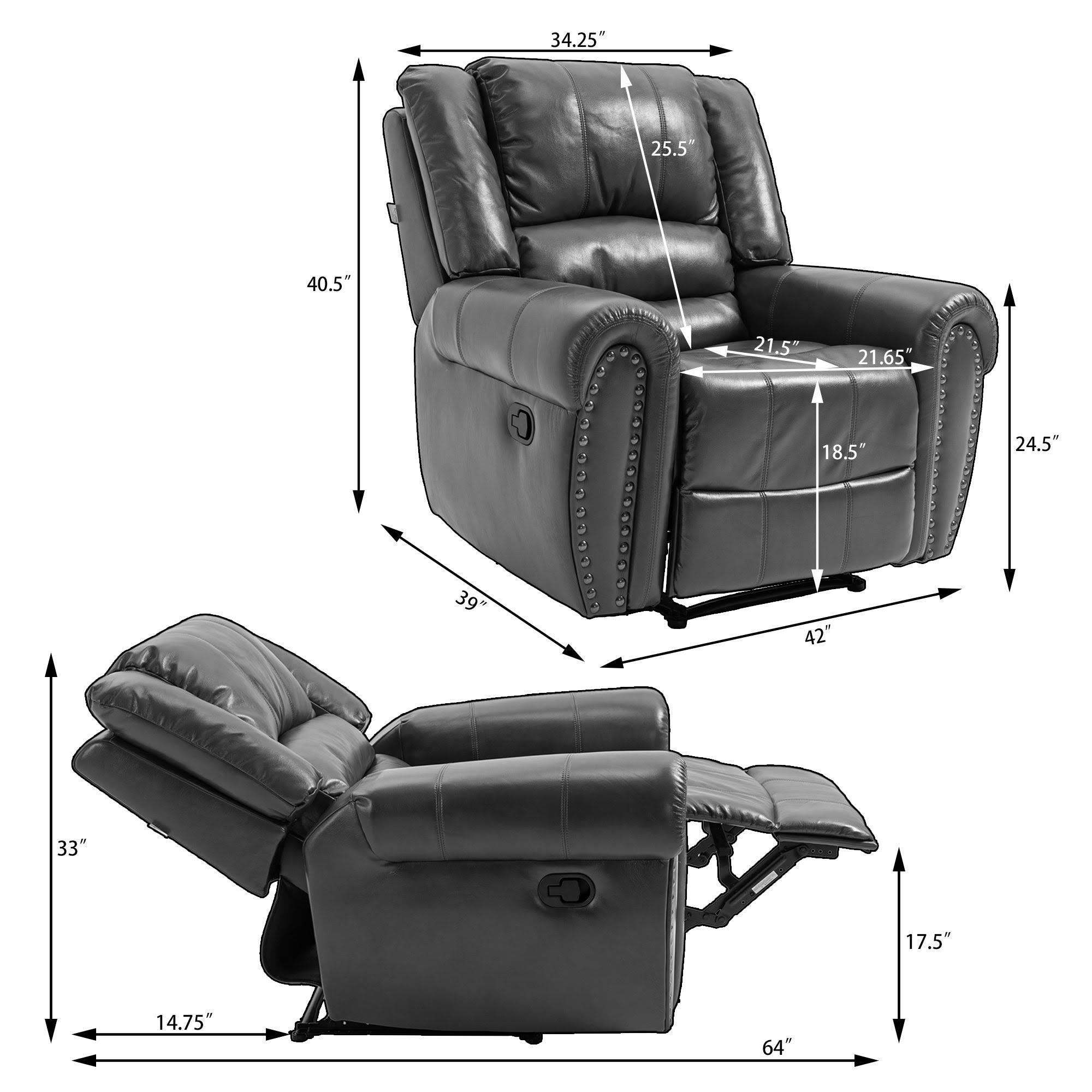 Black Microfiber Manual Standard Recliner D978