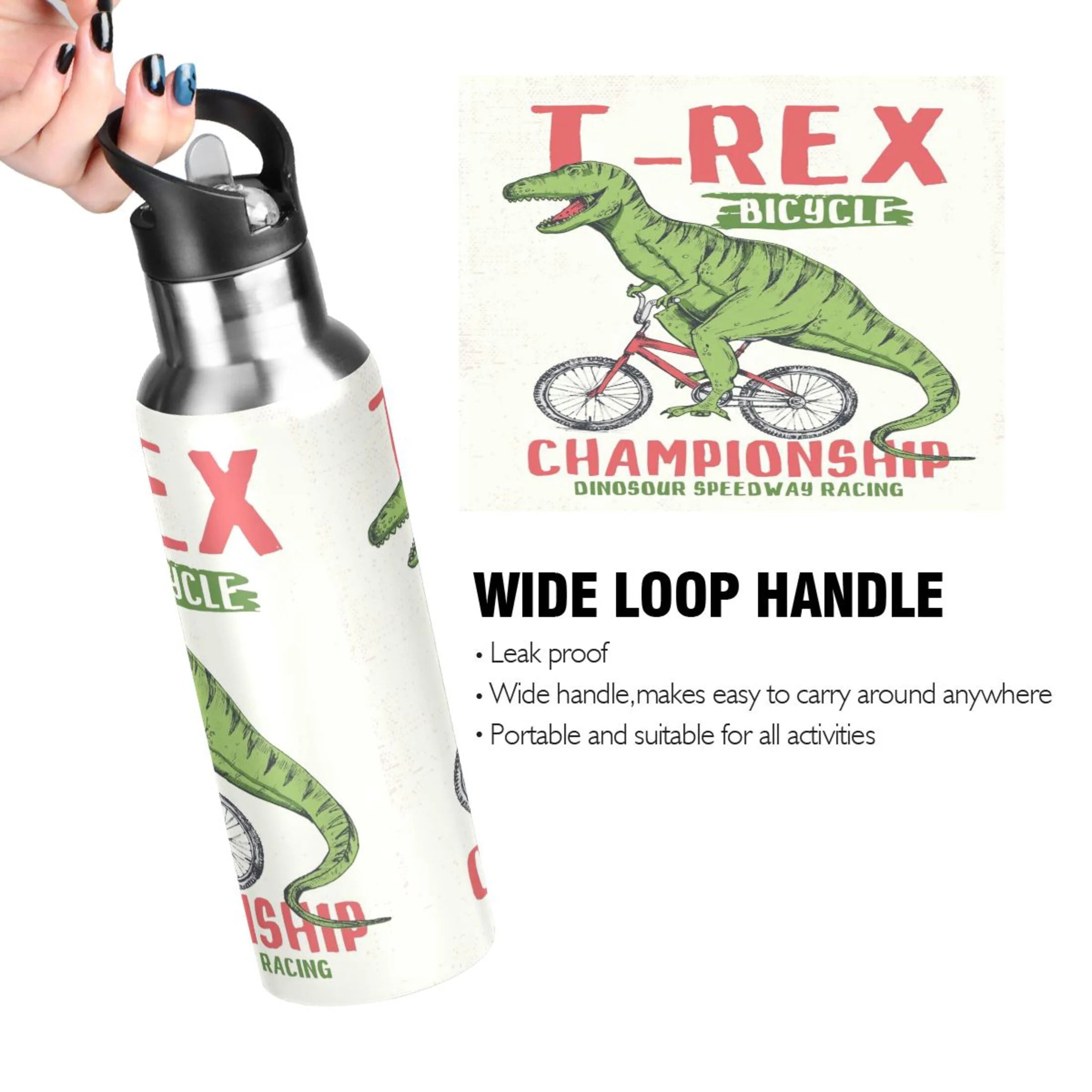 Stainless Steel Vacuum Insulated Water Bottle with Straw Lid, 20 OZ U219876
