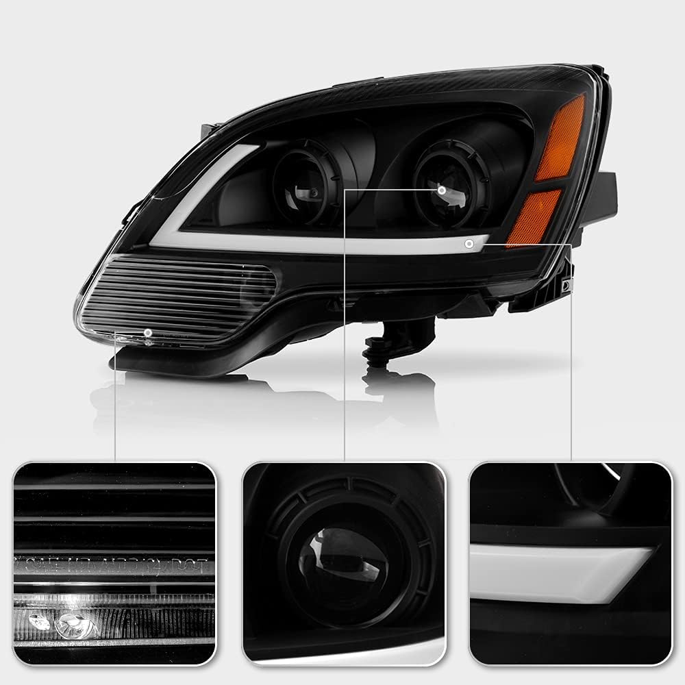 Black LED Projector Headlights Pair D465