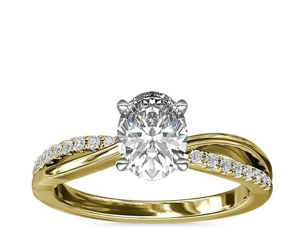 18K Yellow Gold Oval Diamond Wedding Ring H962646