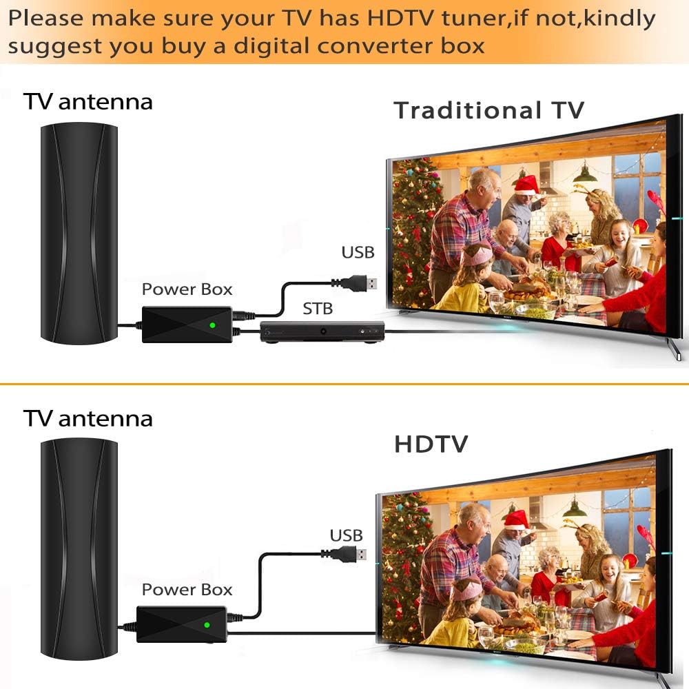 Digital TV Antenna with 36FT Coaxial Cable Amplifier J1458