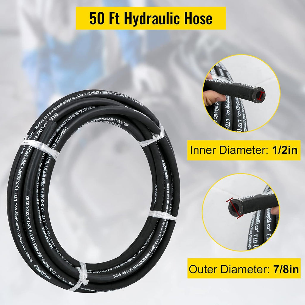 Hydraulic Hose 50 Feet 1/2 Inch 5000 PSI Pack of 2 H52084