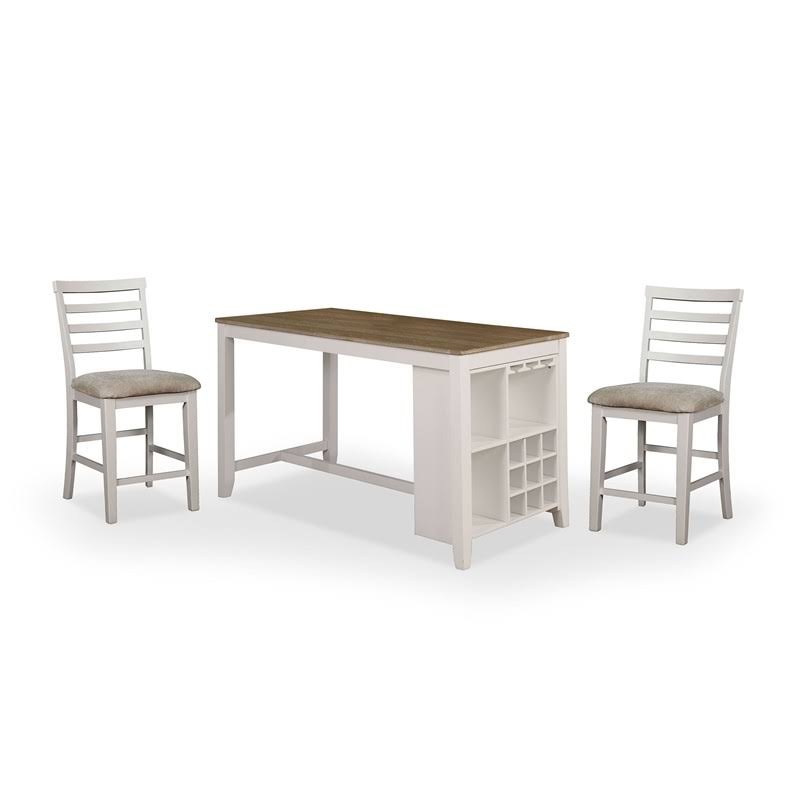 White 3-Piece Wood Counter Height Dining Set H345503
