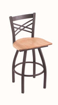 Pewter Swivel Stool with Natural Oak Seat P615