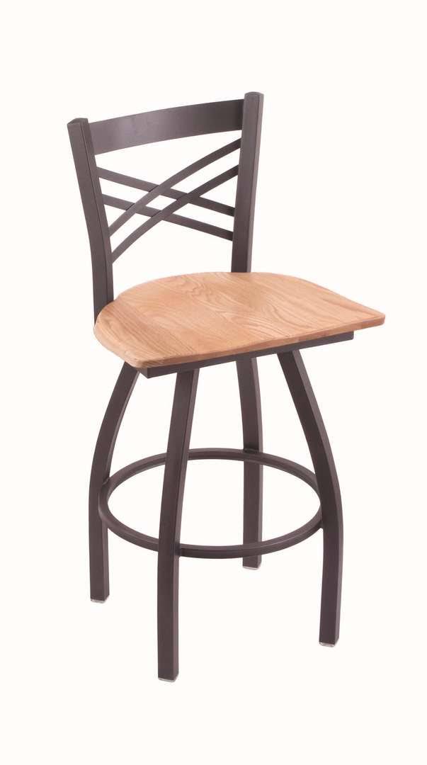 Pewter Swivel Stool with Natural Oak Seat P615