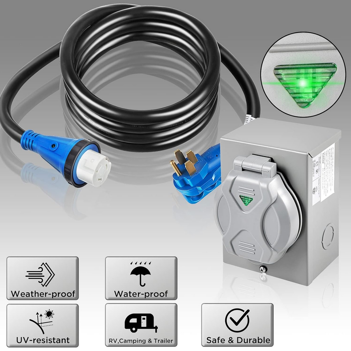 15 ft 50 Amp Generator Extension Cord with Twist Lock Connector V259126