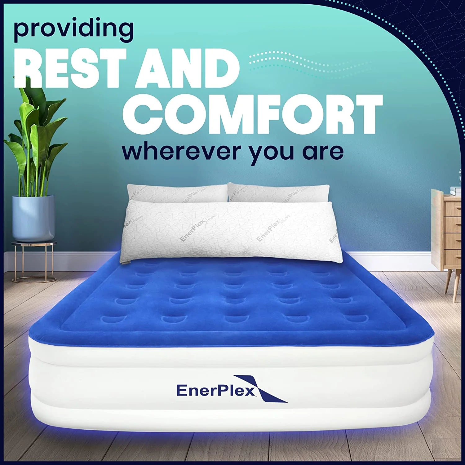 Queen 18 Inch Air Mattress with Built-in Pump J561