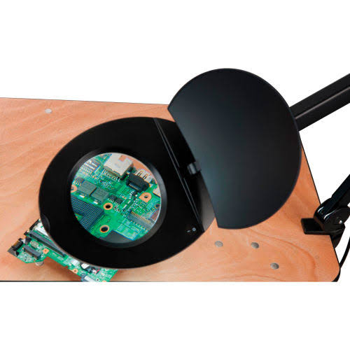 Black LED Magnifying Lamp with Covered Metal Arm J3513