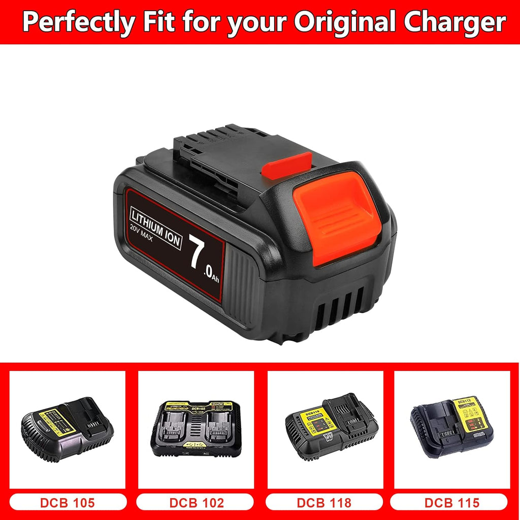 7.0 Ah 2Packs Replacement Lithium ion Battery for Dewalt 20V Cordless Tools H8076