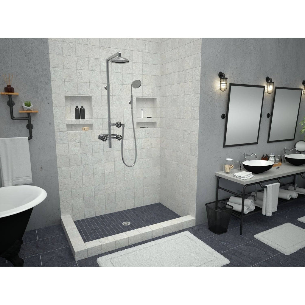 32x22 x 48x22 Double Threshold Shower Base with Drain Plate V55469