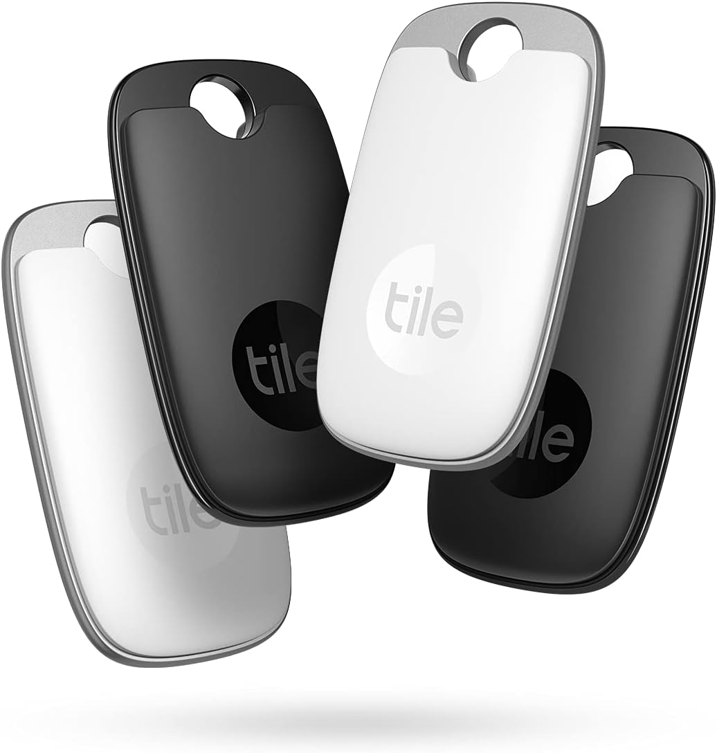 Tile Pro 2-Pack Black White Bluetooth Tracker Keys Finder Item Locator 400 ft Range Water-Resistant O3333