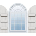 Rustic Faux Wood Shutters with Quarter Round Arch Top M7901