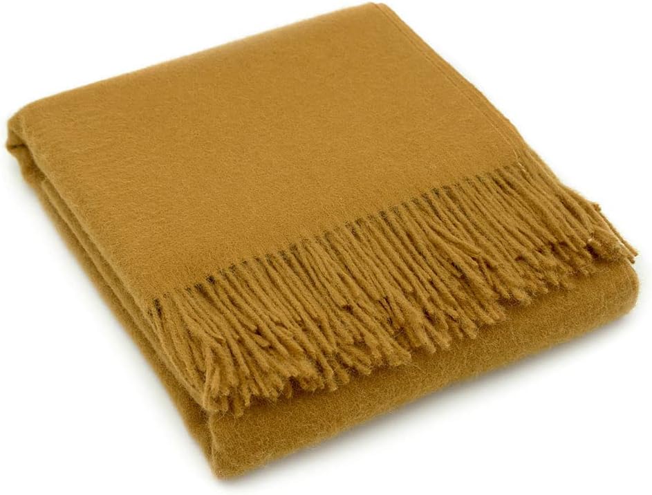Antique Gold Alpaca Wool Throw Blanket A315