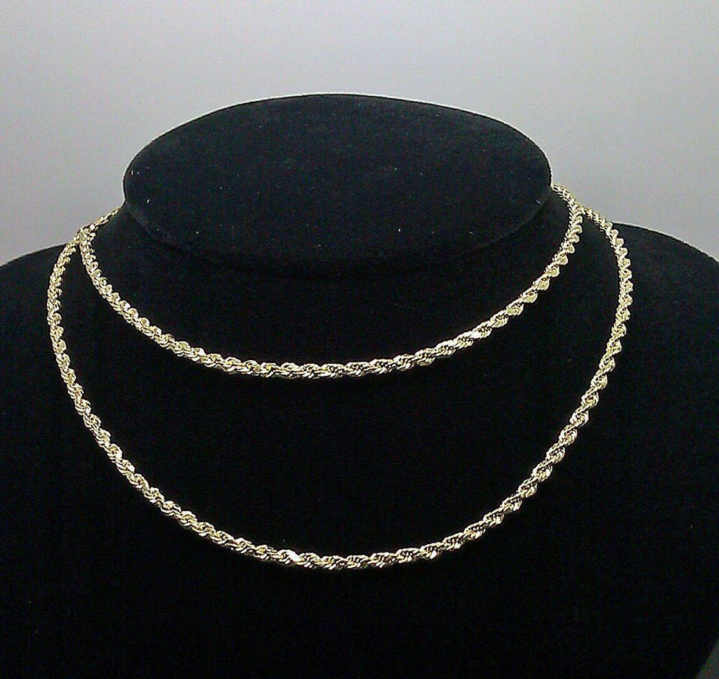 10K Yellow Gold Rope Chain Necklace 20" Inch 2.5mm V691