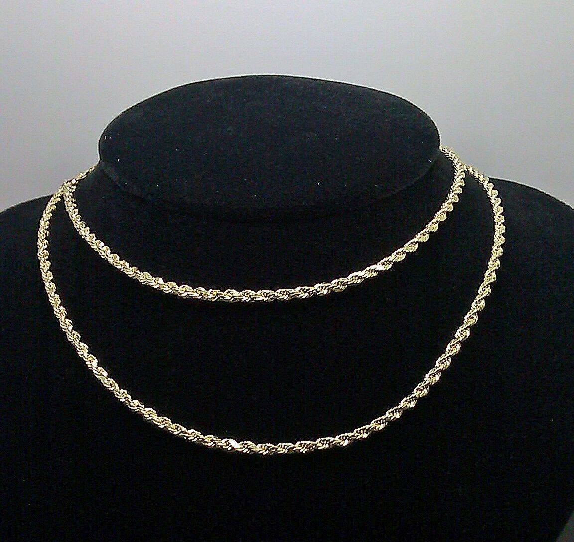 10K Yellow Gold Rope Chain Necklace 20" Inch 2.5mm V691