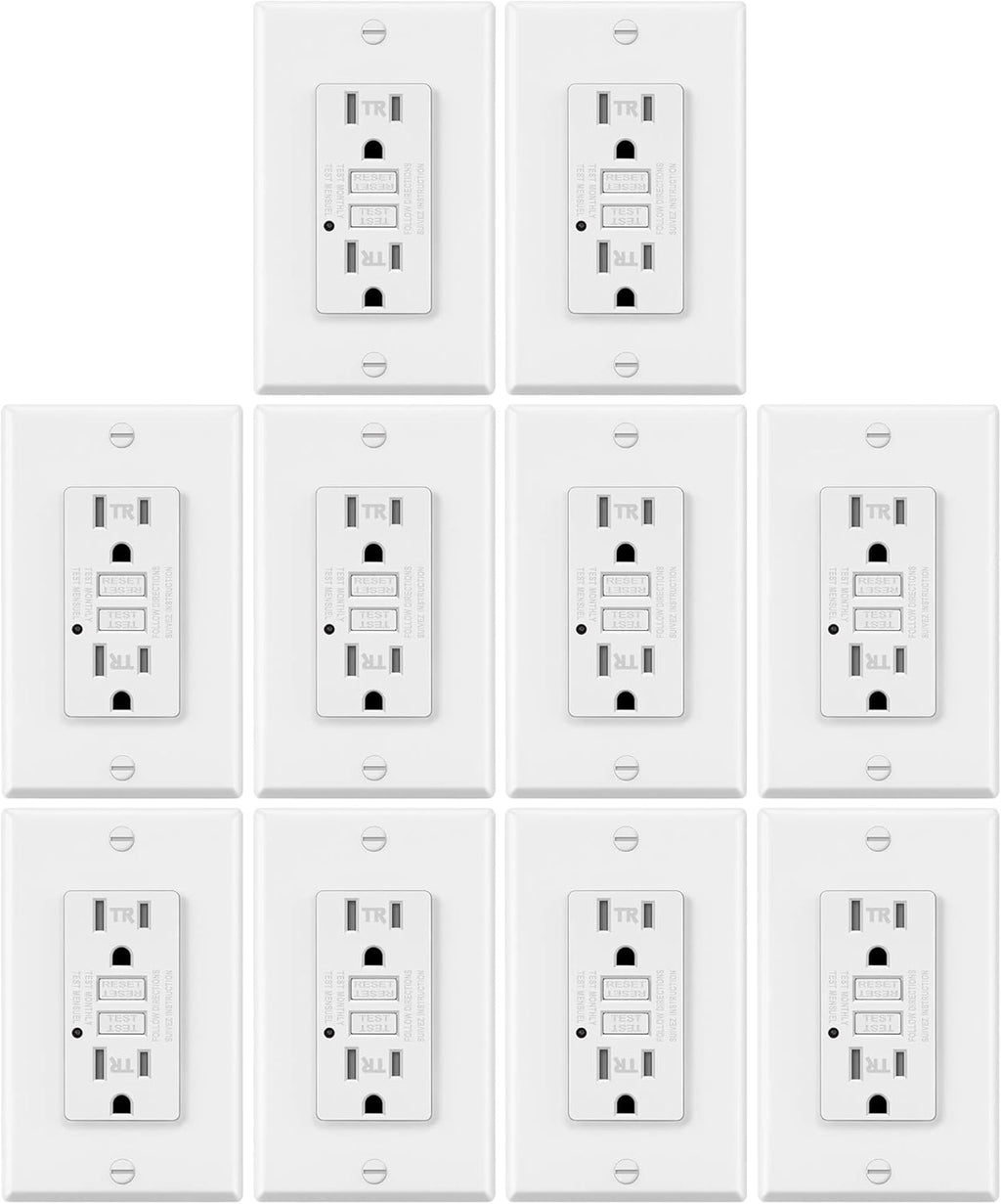 15A/125V Tamper Resistant GFCI Outlets with LED Indicator, White B880