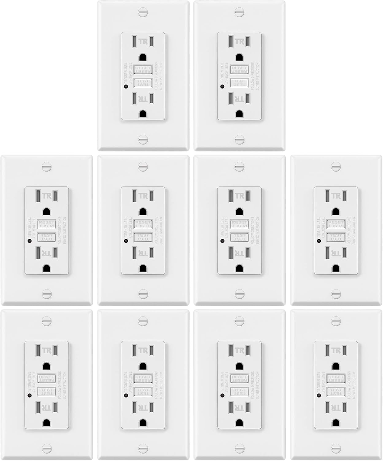 15A/125V Tamper Resistant GFCI Outlets with LED Indicator, White B880