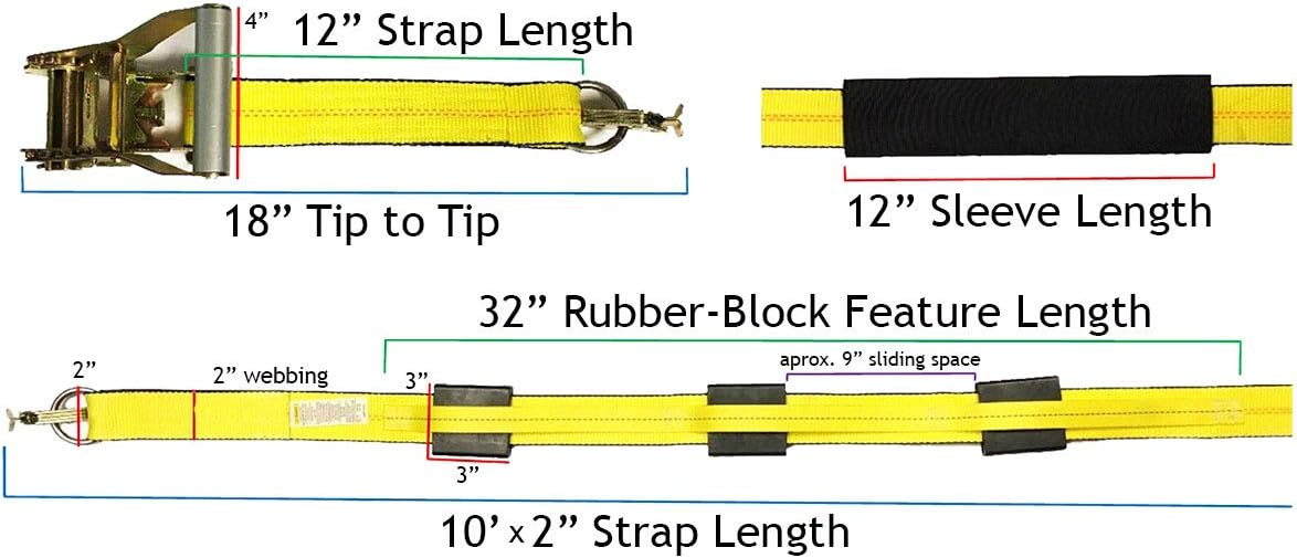2 Wheel Ratchet Strap with E-Track Fittings and Rubber Blocks I71406