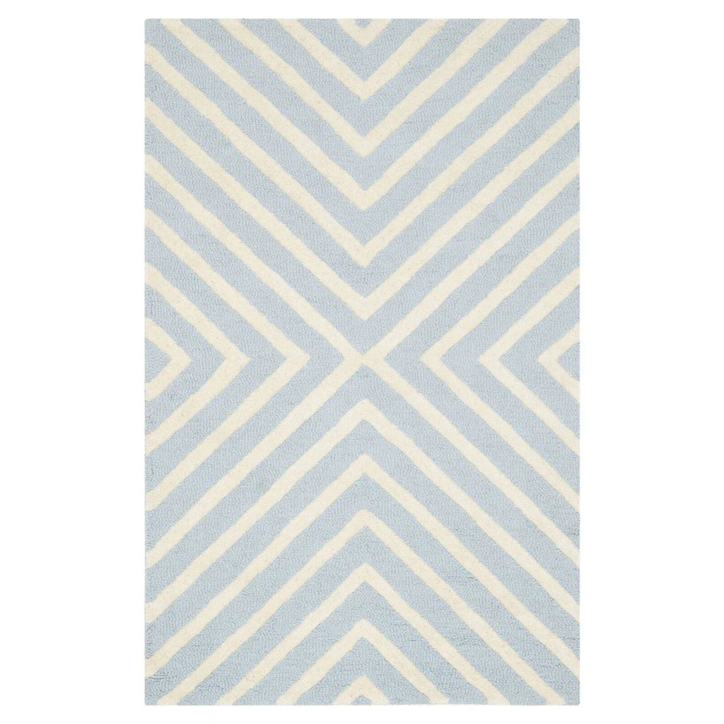 Light Blue/Ivory Wool Area Rug, 10' x 14' D66317