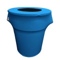 Turquoise Stretch Spandex Trash Can Cover 55 gal. Round U708