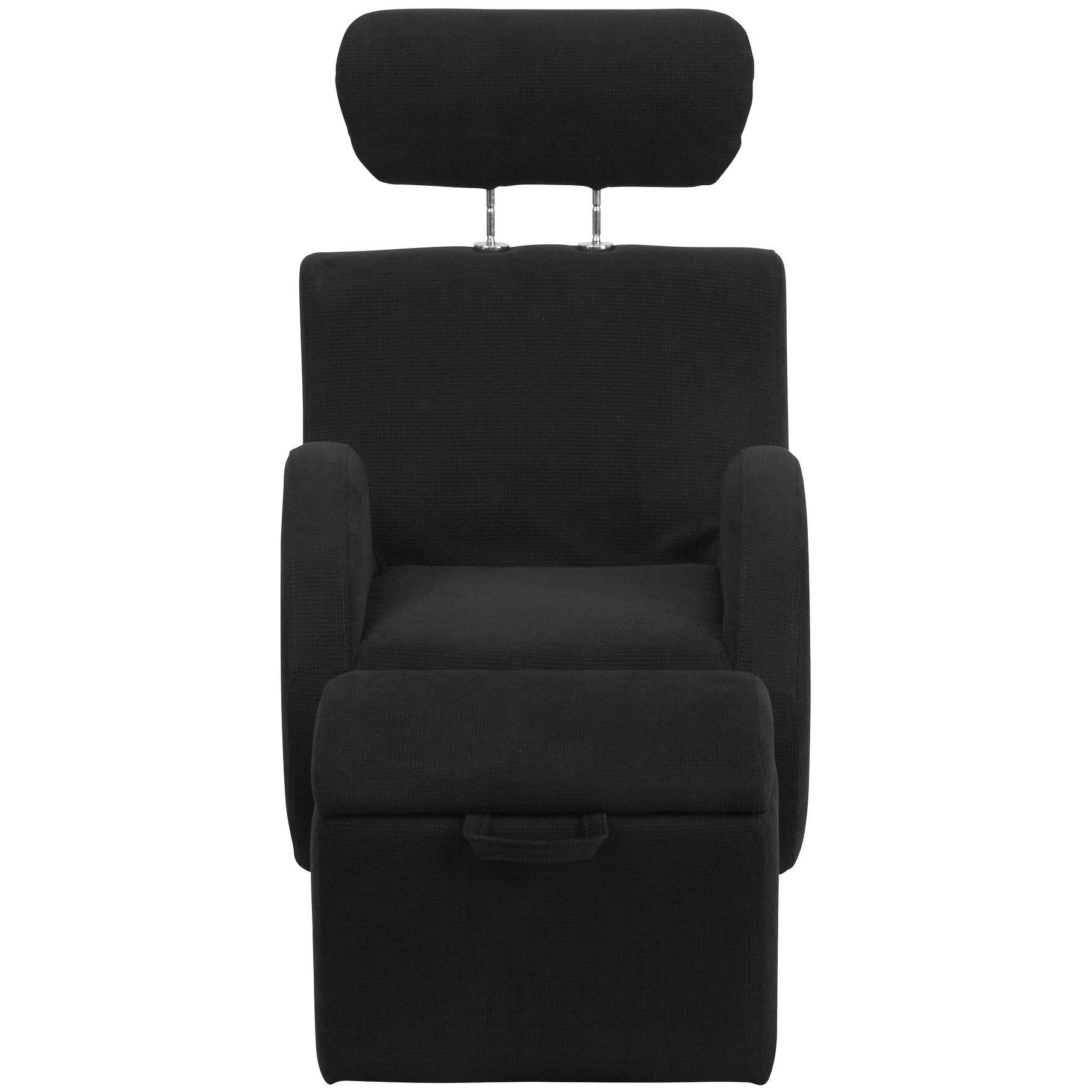 Black Fabric Rocking Chair with Storage Ottoman J87730