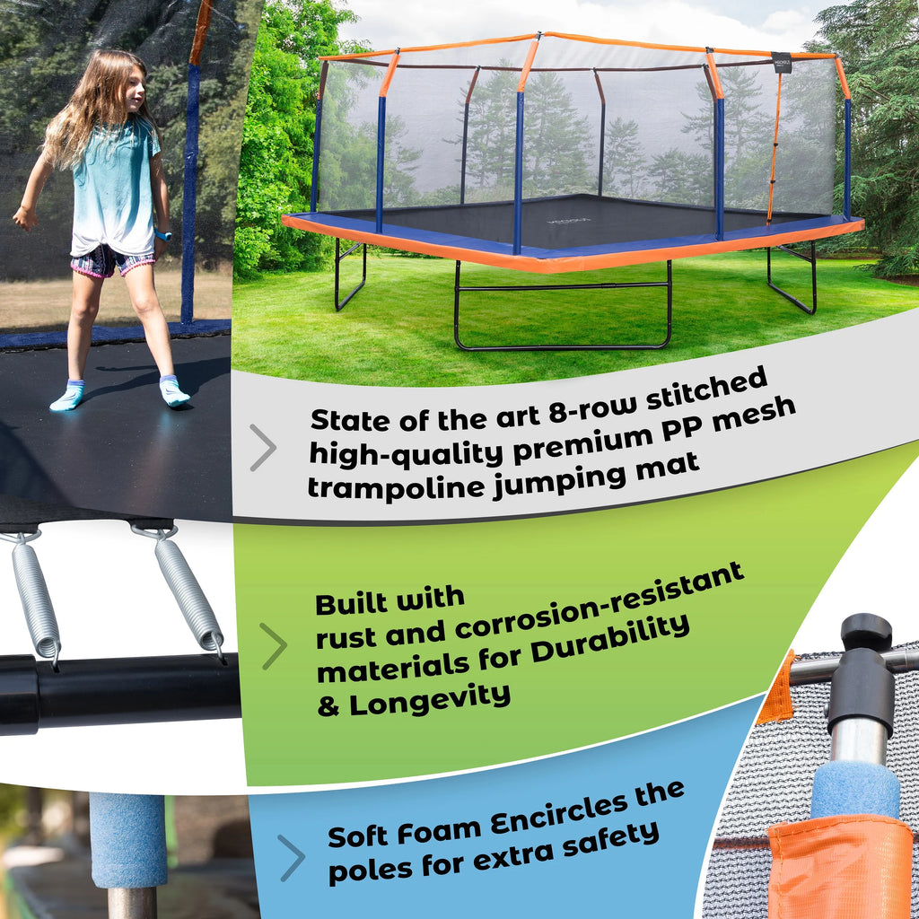 12 x 12 FT Square Trampoline Set with Enclosure and Safety Pad A823015