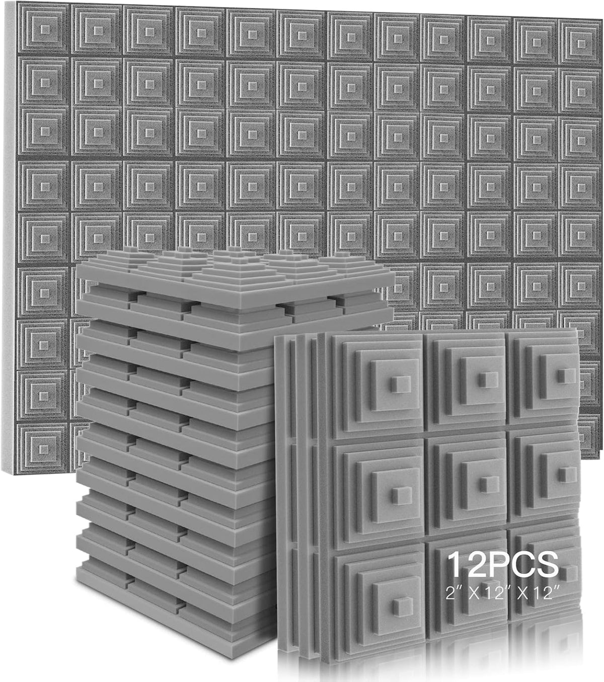 24 Pack High Density Acoustic Foam Panels 2" x 12" x 12" H7136