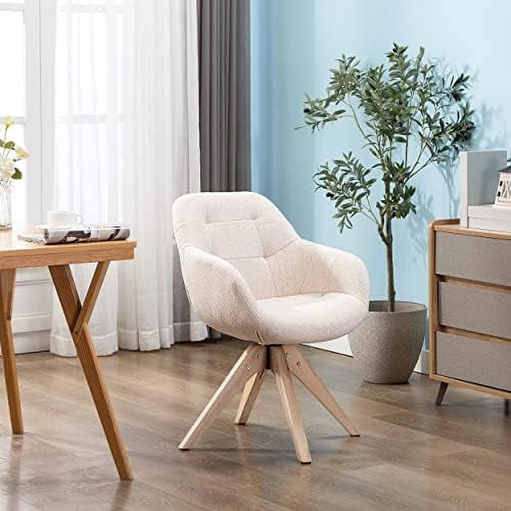 Mid Century Modern Swivel Fabric Accent Chair with Oak Wood Legs J91885