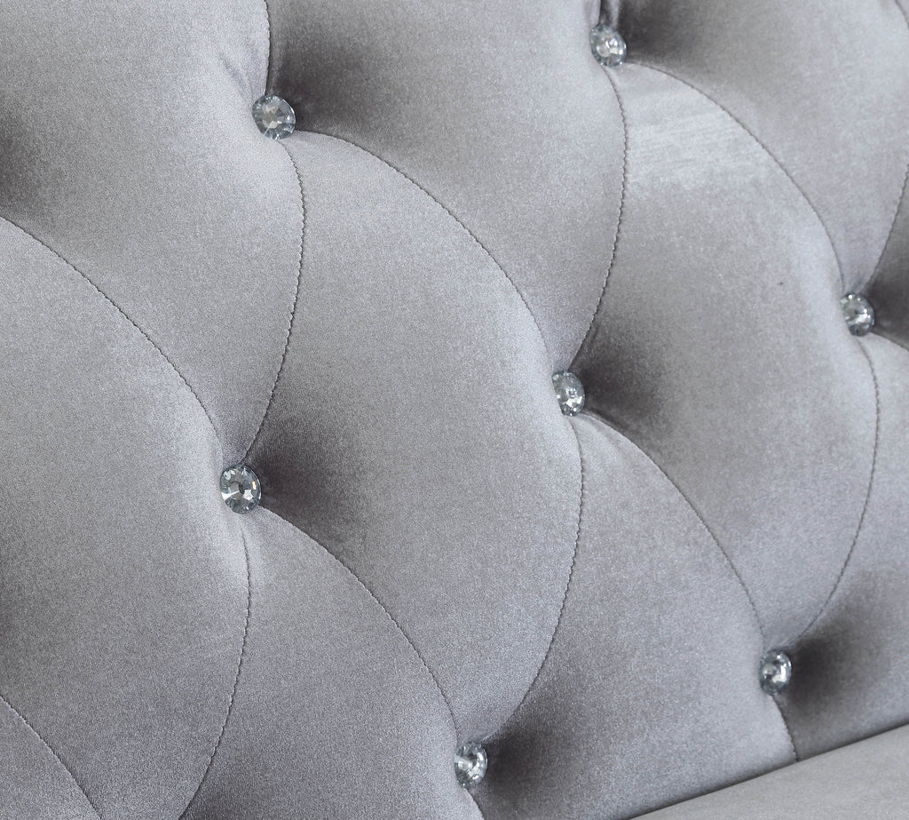 Silver Button Tufted Sofa P529