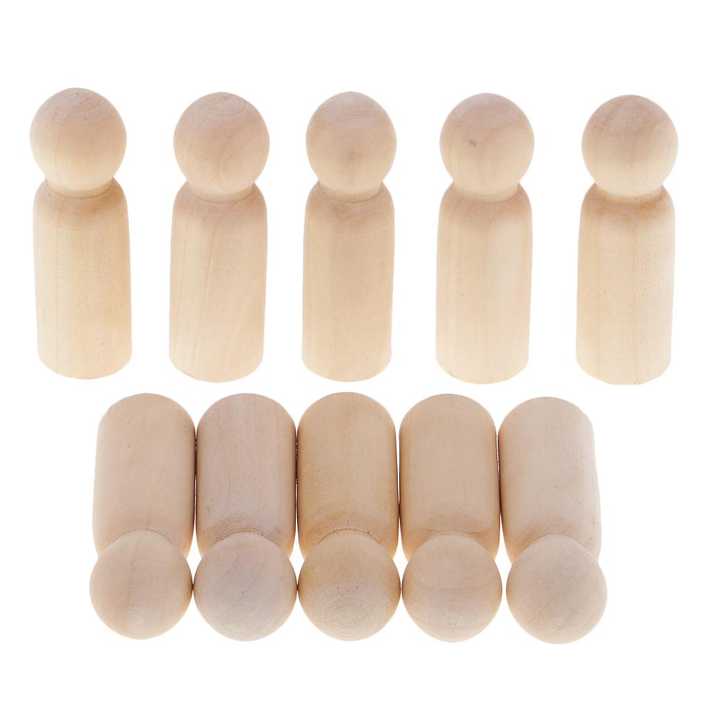 10Pcs Unfinished Wooden Peg Dolls for Painting Z11010