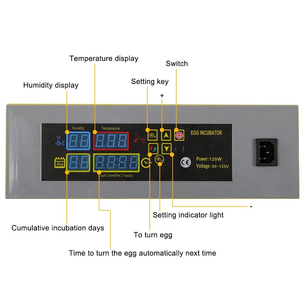 112 Egg Auto Egg Incubator Digital Control Automatic Poultry Hatcher Machine R5868