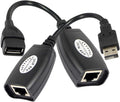 USB to RJ45 Extension Adapter over Cat5/Cat5e/Cat6 Cable up to 150ft Black Pack of 2 F918611