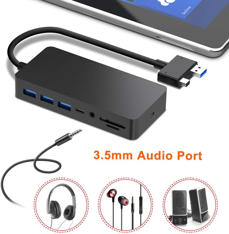 Surface Pro Dock with Gigabit Ethernet, 4K HDMI, 3xUSB 3.0, USB C, SD/TF Card Slot H297630