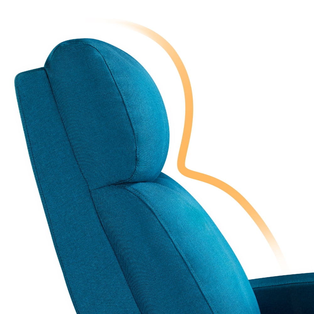 Blue Upholstered Fabric Recliner Chair with Footrest K906