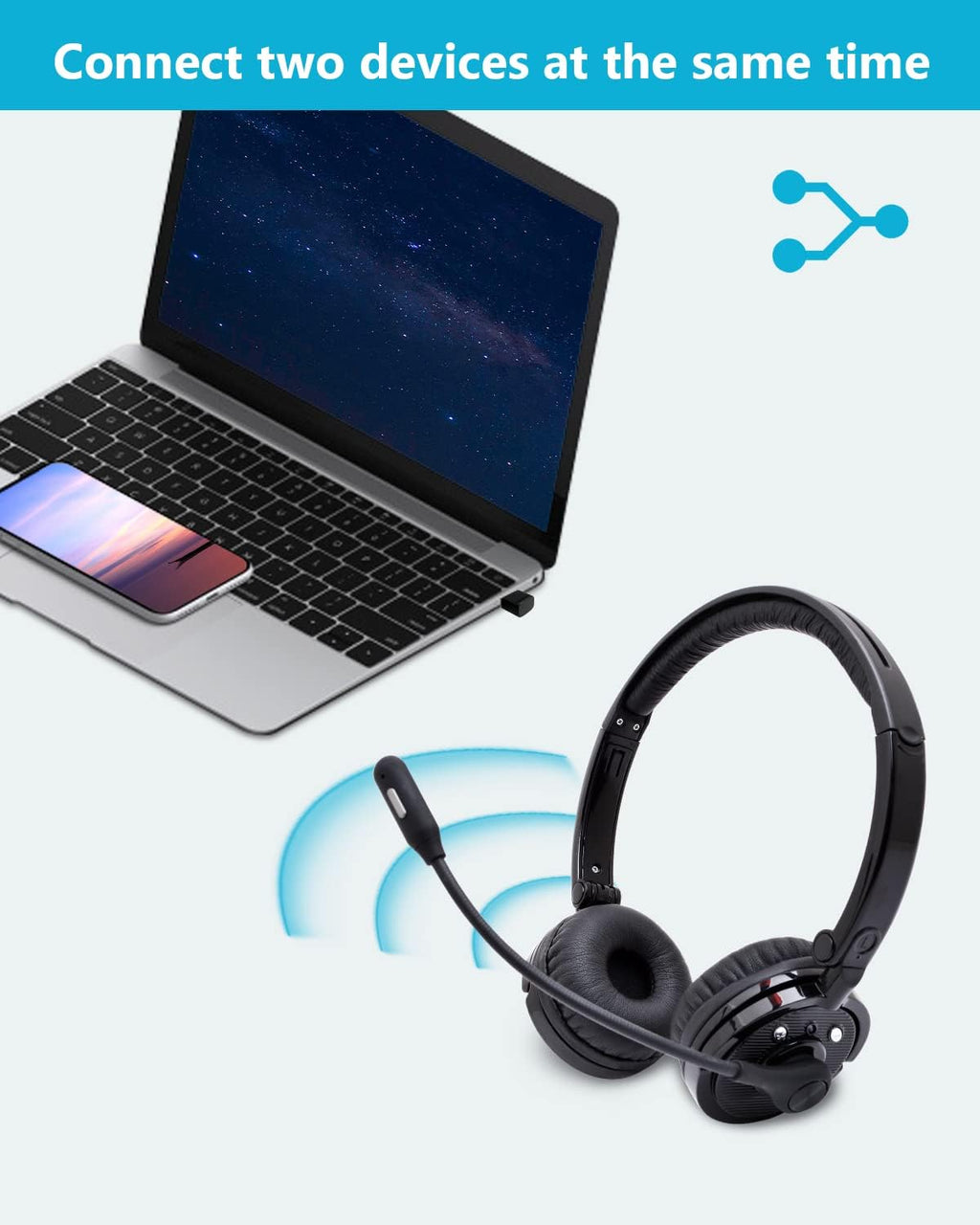 Pack of 2 Wireless Bluetooth Headset with Microphone USB Dongle X278525
