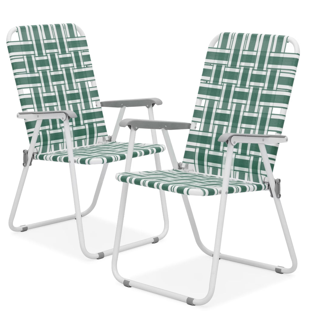 Dark Green 2 Pieces Folding Beach Chairs with Armrests X519295