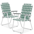 Dark Green 2 Pieces Folding Beach Chairs with Armrests X519295