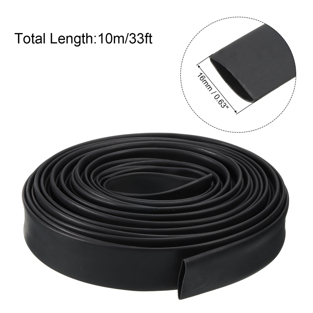 18mm Dia 33ft 4:1 Dual Wall Adhesive Lined Black Heat Shrink Tubing N33354